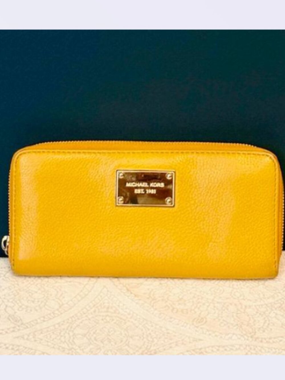 Michael Kors Yellow Zip Around Wallet ✨ Bright Leather Wristlet Clutch